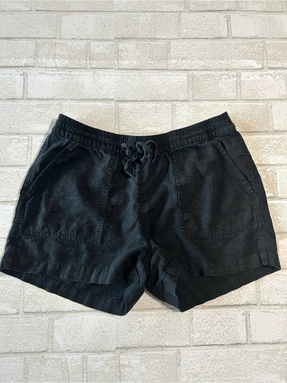 J. Crew Black Linen Blend Elastic Waist Shorts Vacation Resort size XS